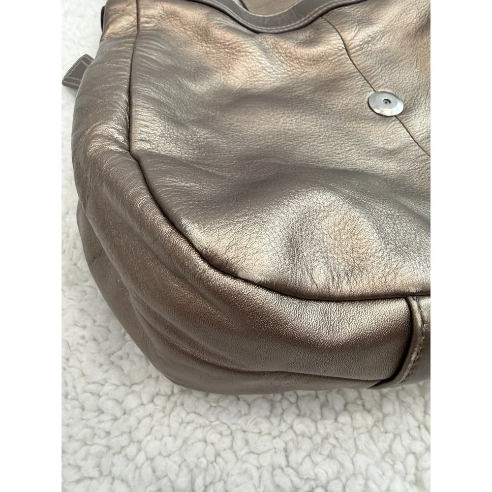 Coach Lynn Soho Leather Metallic Bronze Hobo Buckle Shoulder Bag Y2K